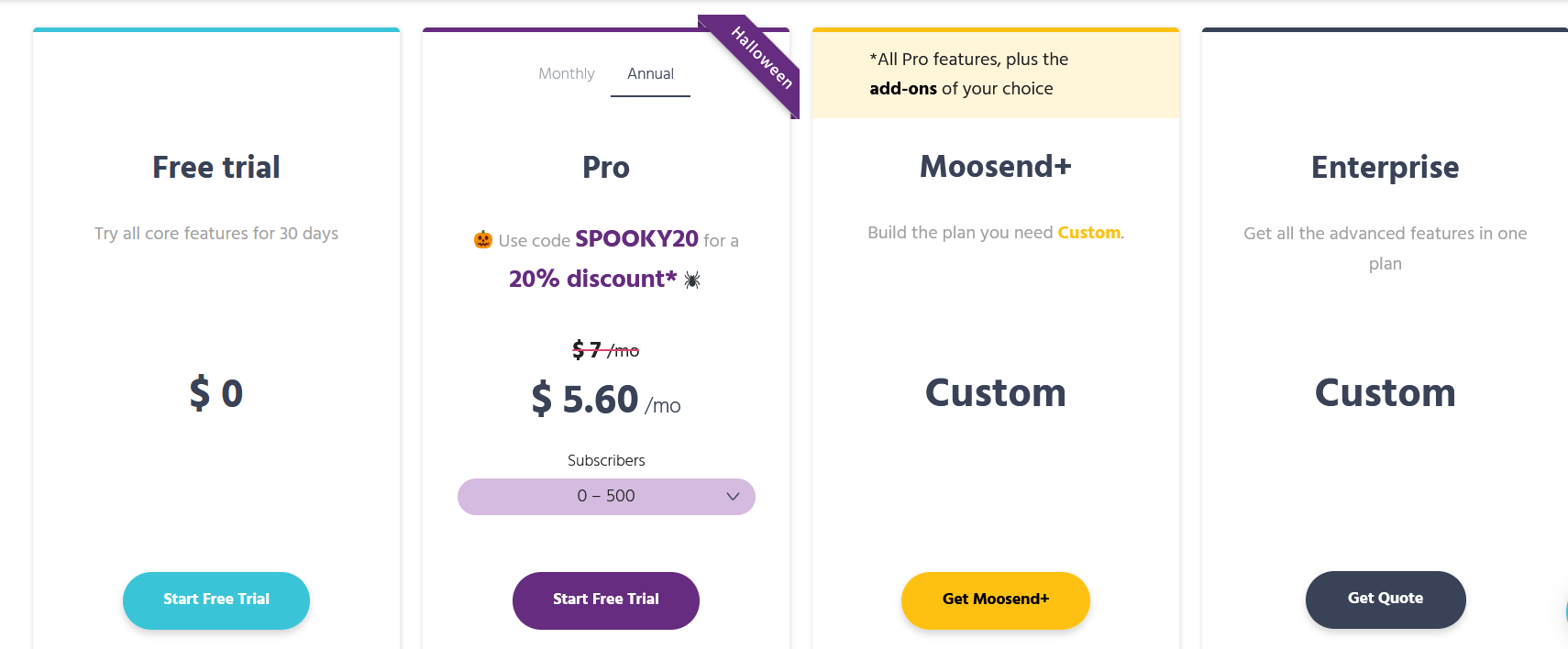 moosend pricing