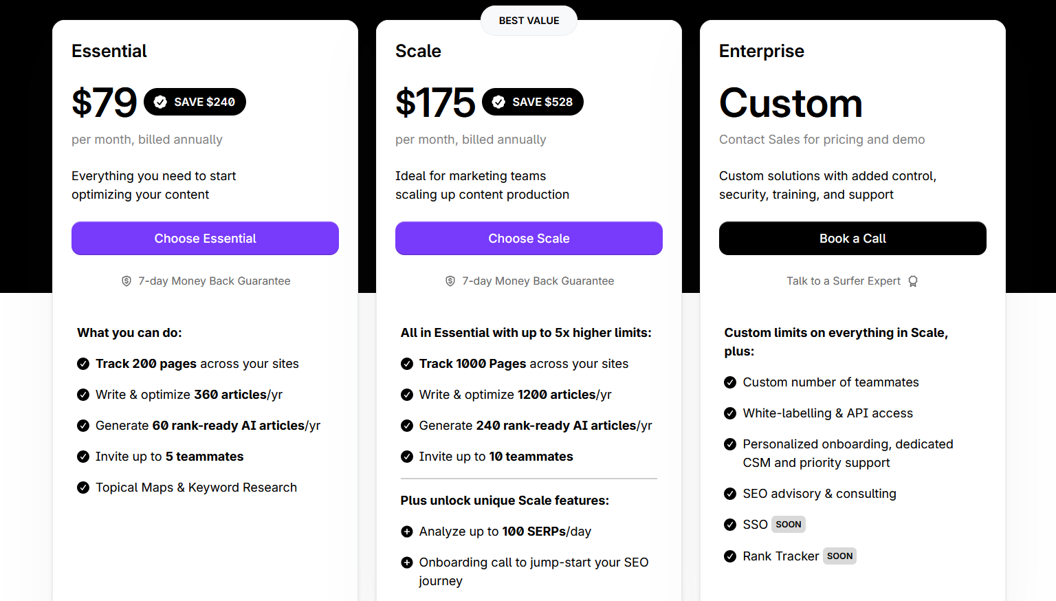 surferseo pricing list