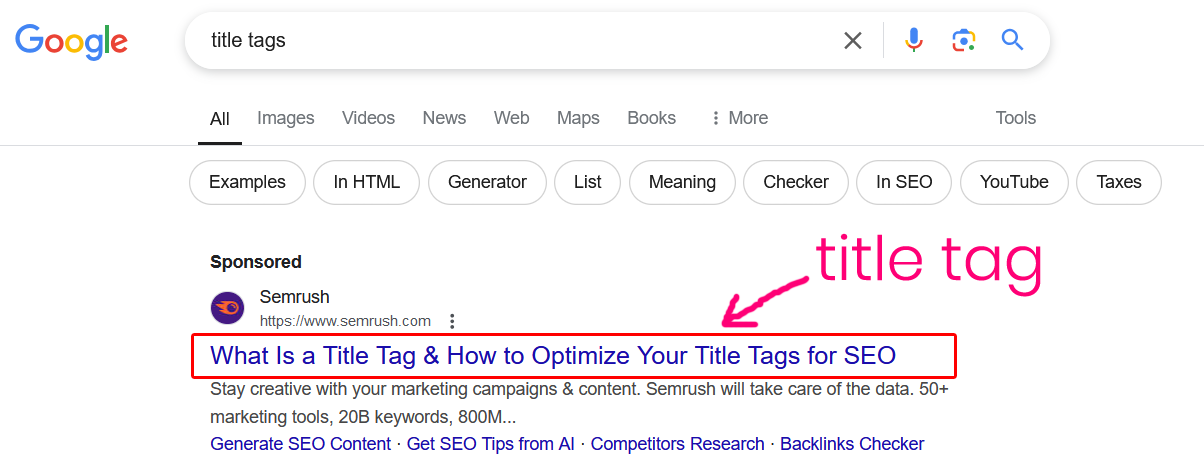 on page seo title tag