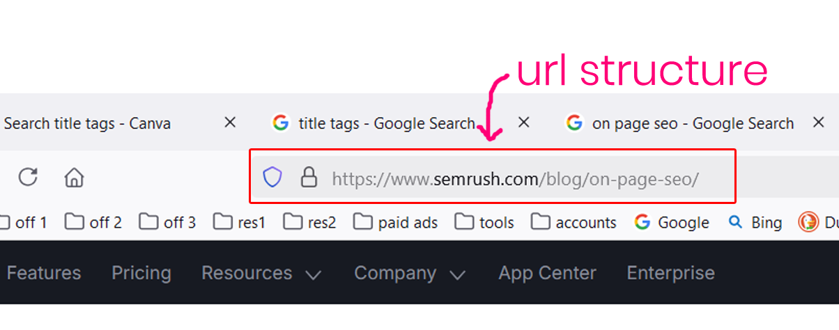 on page seo url structure